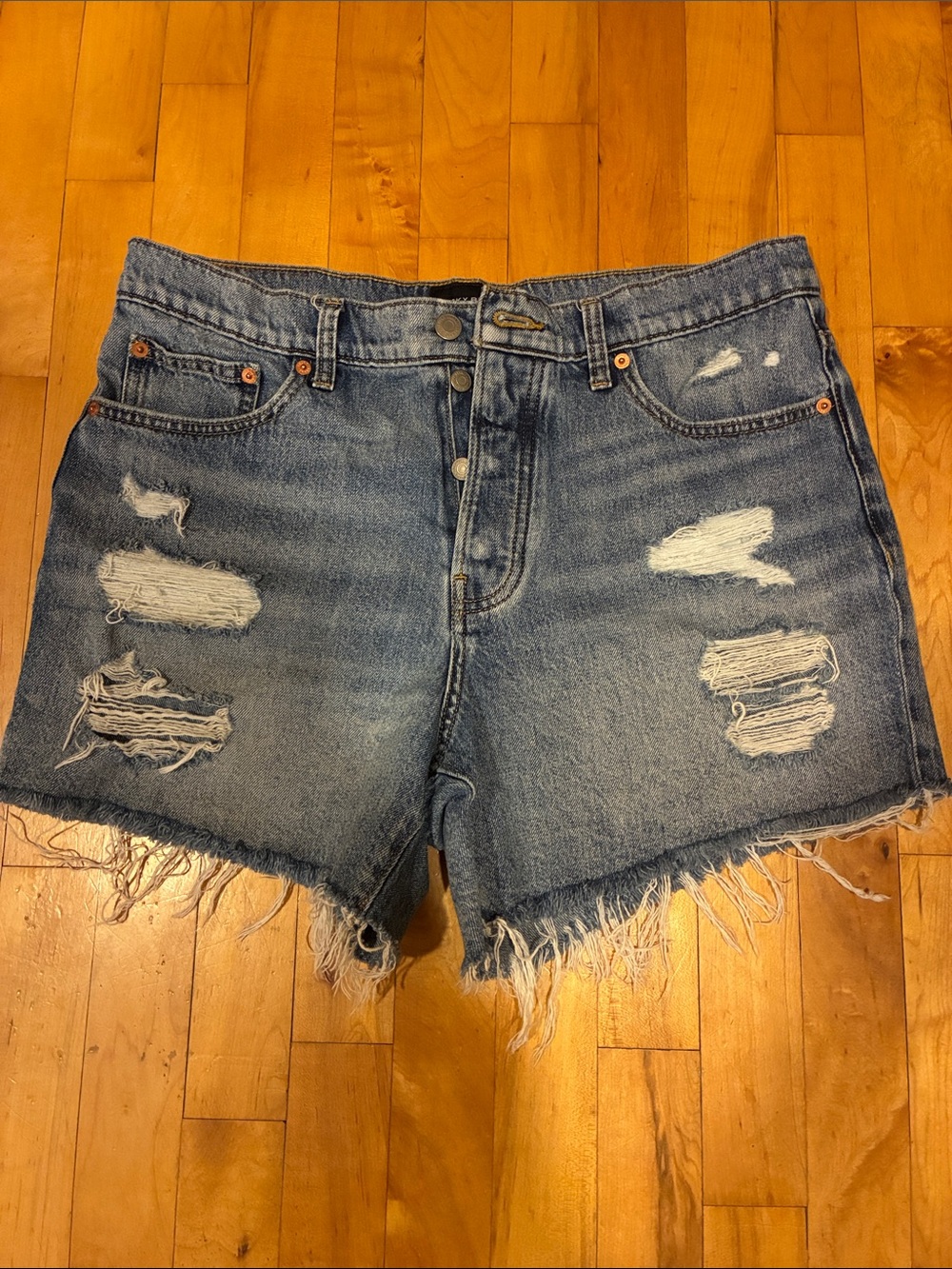 Lucky Brand Distressed Blue Denim Jean Shorts 90s Midi